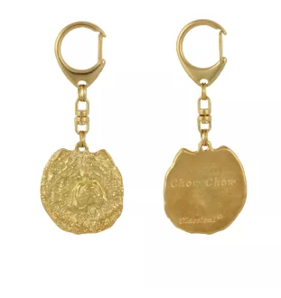 Chow Chow - Gilded key ring with dog in gift box, handbag decoration, luxury accessory by Art-Dog brand