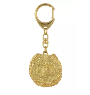 Chow Chow - Gilded key ring with dog in gift box, handbag decoration, luxury accessory by Art-Dog brand