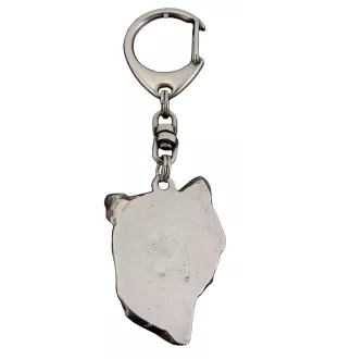 Chien chinois à crête, chien nu chinois - Porte-clés argenté avec un chien dans une boîte cadeau, décoration de sac à main, pendentif de sac à dos par la marque Art-Dog