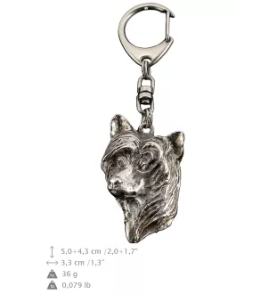 Chien chinois à crête, chien nu chinois - Porte-clés argenté avec un chien dans une boîte cadeau, décoration de sac à main, pendentif de sac à dos par la marque Art-Dog