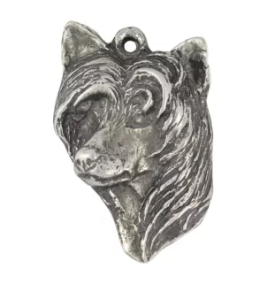 Chien chinois à crête, chien nu chinois - Porte-clés argenté avec un chien dans une boîte cadeau, décoration de sac à main, pendentif de sac à dos par la marque Art-Dog