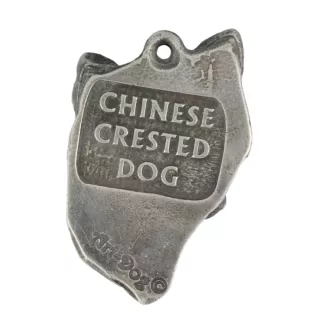 Chinesischer Schopfhund - Versilberter Schlüsselanhänger mit Hund in einer Geschenkbox, Handtaschenschmuck, Rucksackanhänger der Marke Art-Dog