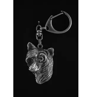 Chien chinois à crête, chien nu chinois - Porte-clés argenté avec un chien dans une boîte cadeau, décoration de sac à main, pendentif de sac à dos par la marque Art-Dog