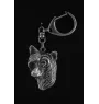 Chien chinois à crête, chien nu chinois - Porte-clés argenté avec un chien dans une boîte cadeau, décoration de sac à main, pendentif de sac à dos par la marque Art-Dog