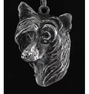 Chien chinois à crête, chien nu chinois - Collier de chien dans une boîte cadeau, médaillon argenté pour fan de chien, pendentif remarquable de la marque Art-Dog