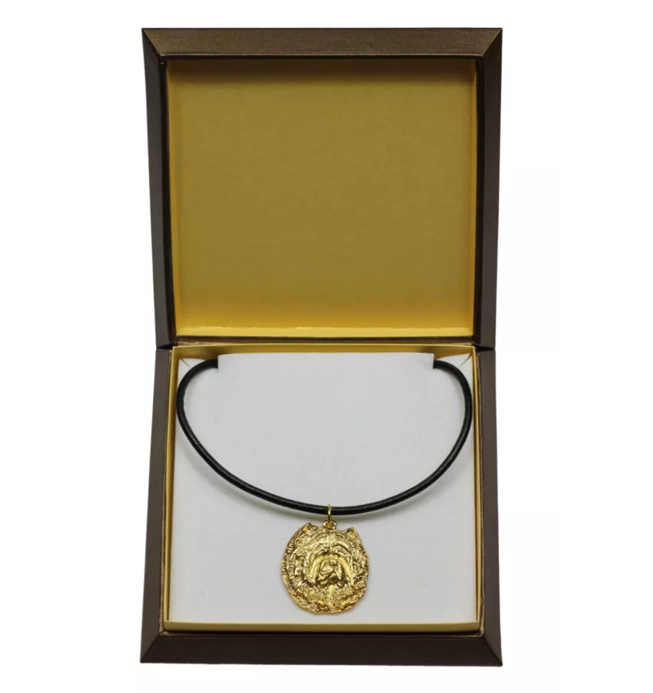 Chow Chow, Chowchow - Collier de chien dans une boîte cadeau, pendentif plaqué or pour les fans de chiens, bijoux remarquables par Art-Dog