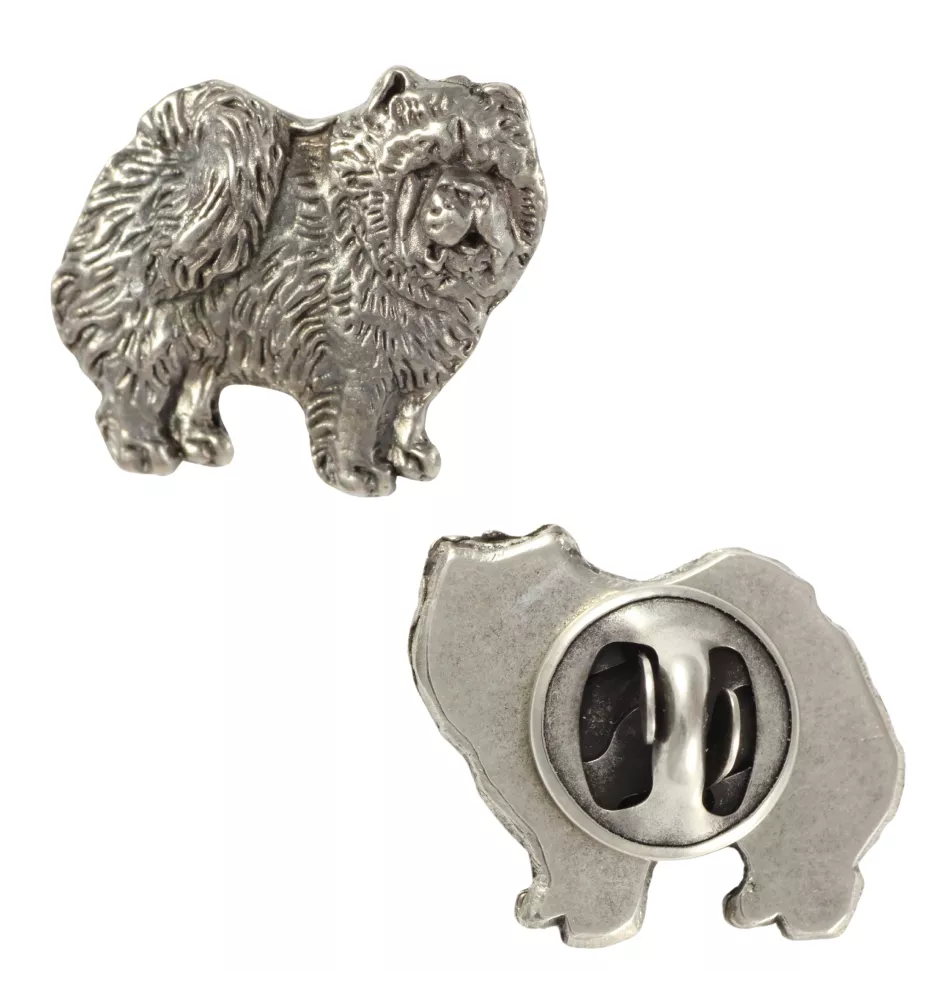 Chow Chow, Chowchow  - Broche chien argentée, épingle élégante, décoration de revers de veste par la marque Art-Dog