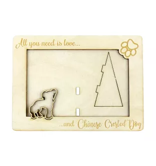 Chien chinois à crête, chien nu chinois - Cadre photo, cadre en bois gravé, un joli gadget pour l'amoureux des chiens par Art-Dog
