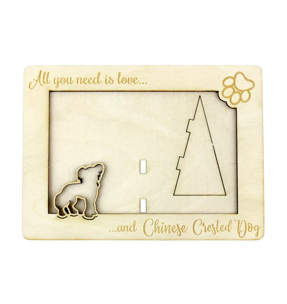 Chinese Crested Dog, Puff - Photo frame, engraved wooden frame, a lovely gadget for the dog lover by Art-Dog
