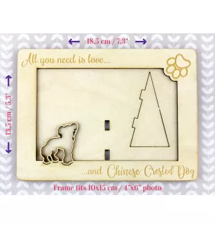 Chien chinois à crête, chien nu chinois - Cadre photo, cadre en bois gravé, un joli gadget pour l'amoureux des chiens par Art-Dog
