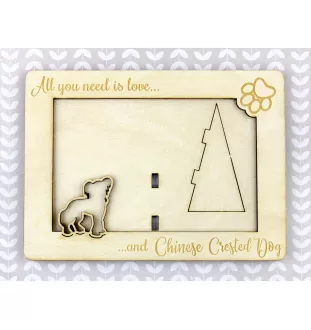 Chinese Crested Dog, Puff - Photo frame, engraved wooden frame, a lovely gadget for the dog lover by Art-Dog