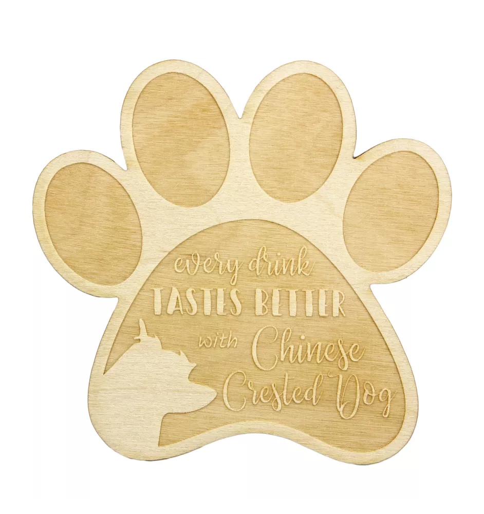 Chien chinois à crête, chien nu chinois - Sous-verre mug, sous-verre gravé avec chien, cadeau pour amoureux des chiens par la marque Art-Dog