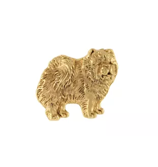 Chow Chow - Dog brooch in decorative box, elegant gold-plated pin, Art-Dog brand jacket pin