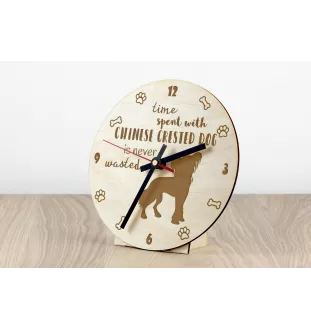 Chinesischer Schopfhund - Uhr mit Hund, Holzuhr mit Gravur, personalisierte Uhr von Art-Dog