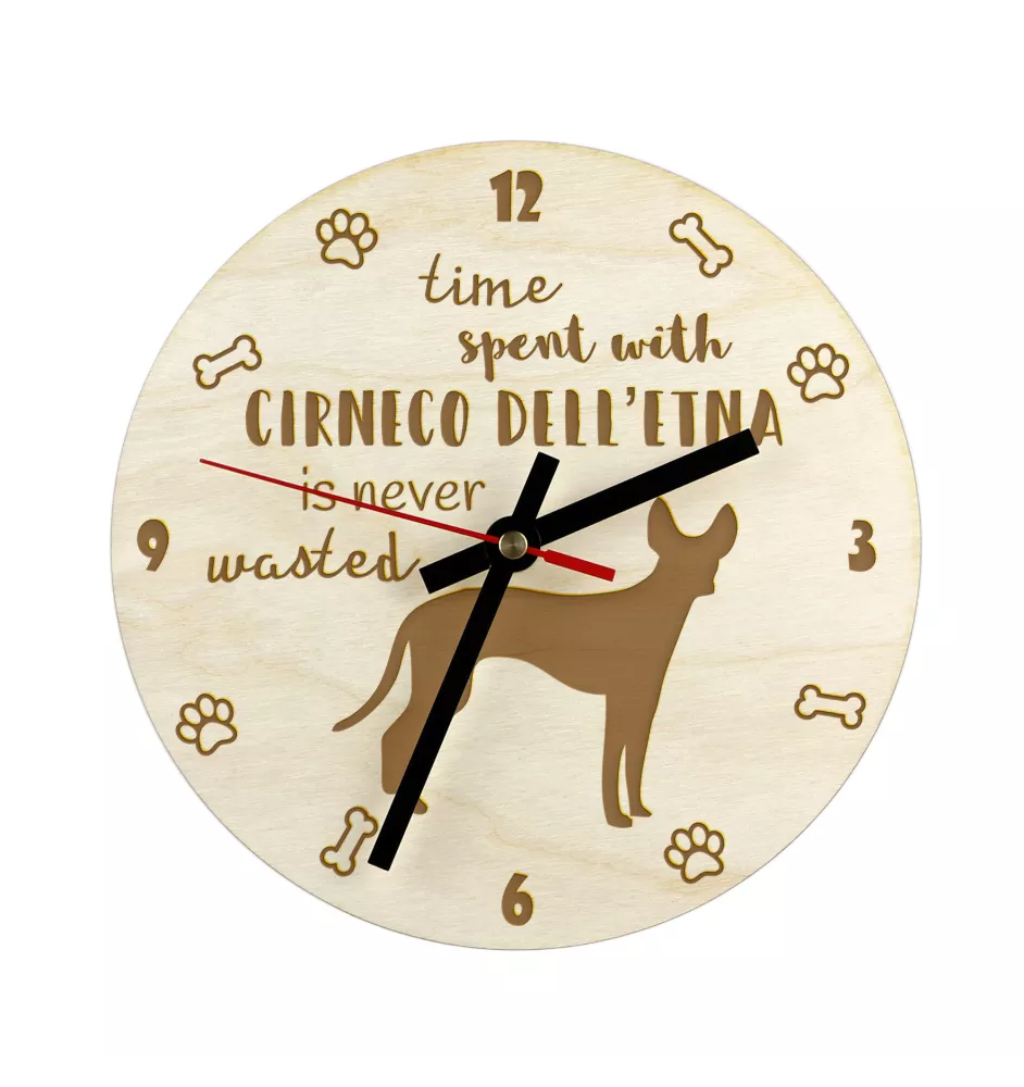 Cirneco dell'Etna - clock with dog, wooden clock with engraving, personalised clock by Art-Dog