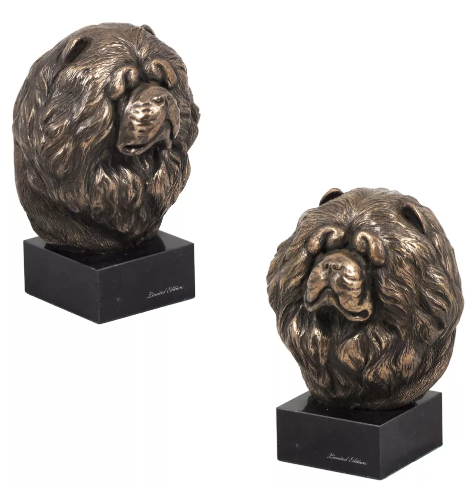 Chow Chow, Chowchow - Statue de chien, buste sur socle en pierre, sculpture, trophée pour exposition canine par la marque Art-Dog