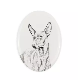 Cirneco dell'Etna - Gedenktafel mit einem Foto eines Hundes, Grabplatte mit Druck, personalisierte ovale Platte der Marke Art-Dog