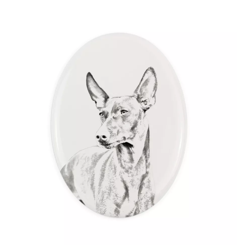 Cirneco dell'Etna - commemorative plaque with a photo of a dog, tombstone with a print, personalized oval plaque from the Art-Dog brand