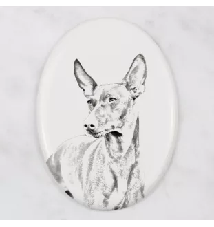 Cirneco dell'Etna - commemorative plaque with a photo of a dog, tombstone with a print, personalized oval plaque from the Art-Dog brand