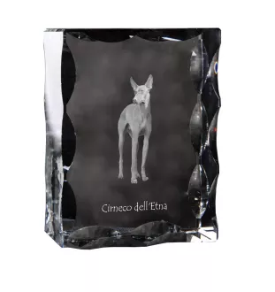 Cirneco dell'Etna - crystal with a picture of a dog, glass statuette with a picture, unique frame with a picture from Art-Dog brand