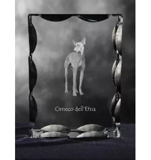 Cirneco dell'Etna - crystal with a picture of a dog, glass statuette with a picture, unique frame with a picture from Art-Dog brand