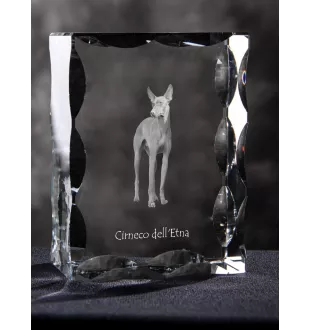 Cirneco dell'Etna - crystal with a picture of a dog, glass statuette with a picture, unique frame with a picture from Art-Dog brand