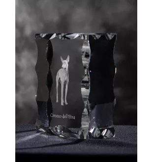 Cirneco dell'Etna - crystal with a picture of a dog, glass statuette with a picture, unique frame with a picture from Art-Dog brand