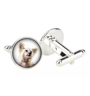 Chinese Crested Dog, Puff - cufflinks in a box, handmade jewelry, product of the Art-Dog brand