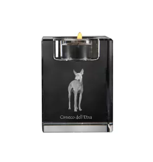 Cirneco dell'Etna - Kerzenhalter mit Hundefoto, Teelichthalter aus Kristall, personalisiertes Geschenk der Marke Art-Dog