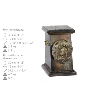 Chow Chow eine Ascheurne für Hunde, eine elegante Urne mit einer Statue, eine Gedenkurne mit dem Porträt eines Hundes von der Marke Art-Dog