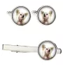 Chinese Crested Dog, Puff - cufflinks and tie with your photo, a suit decoration, men's jewelry from the Art-Dog brand.