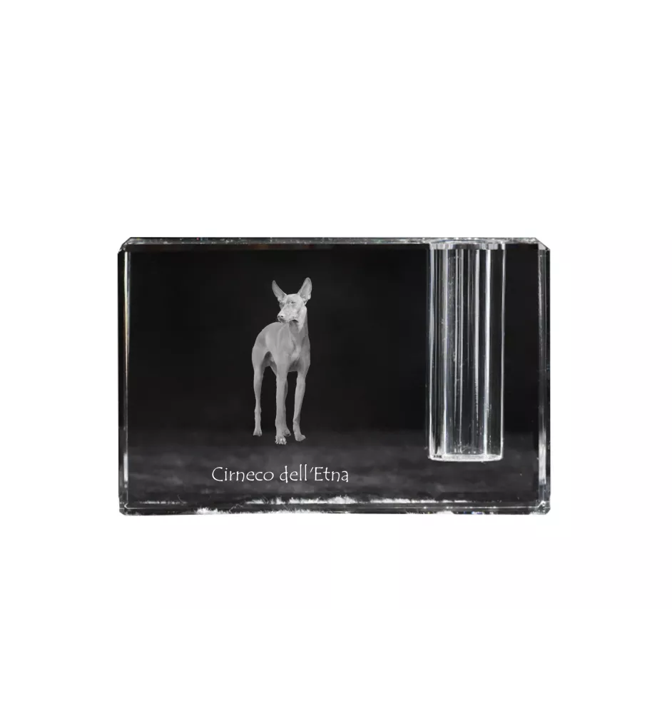 Cirneco dell'Etna - Pen stand, crystal organiser with dog photo, unique desk decoration by Art-Dog brand