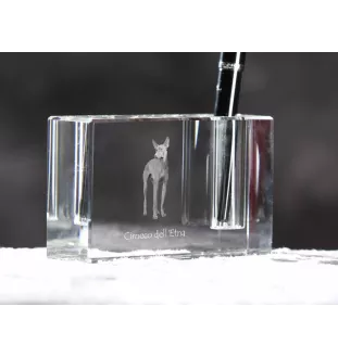 Cirneco dell'Etna - Pen stand, crystal organiser with dog photo, unique desk decoration by Art-Dog brand