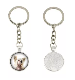Chien chinois à crête, chien nu chinois - porte-clés dans une boîte, photo personnelle, porte-clés de la marque Art-Dog