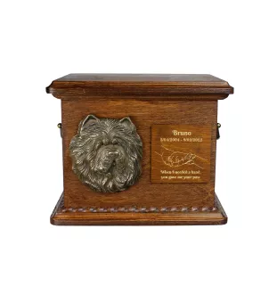 Chow Chow Personalisierte Hundeurne mit Gravur und Relief, Erinnerungsbox für Hundeknochen von der Marke Art-Dog
