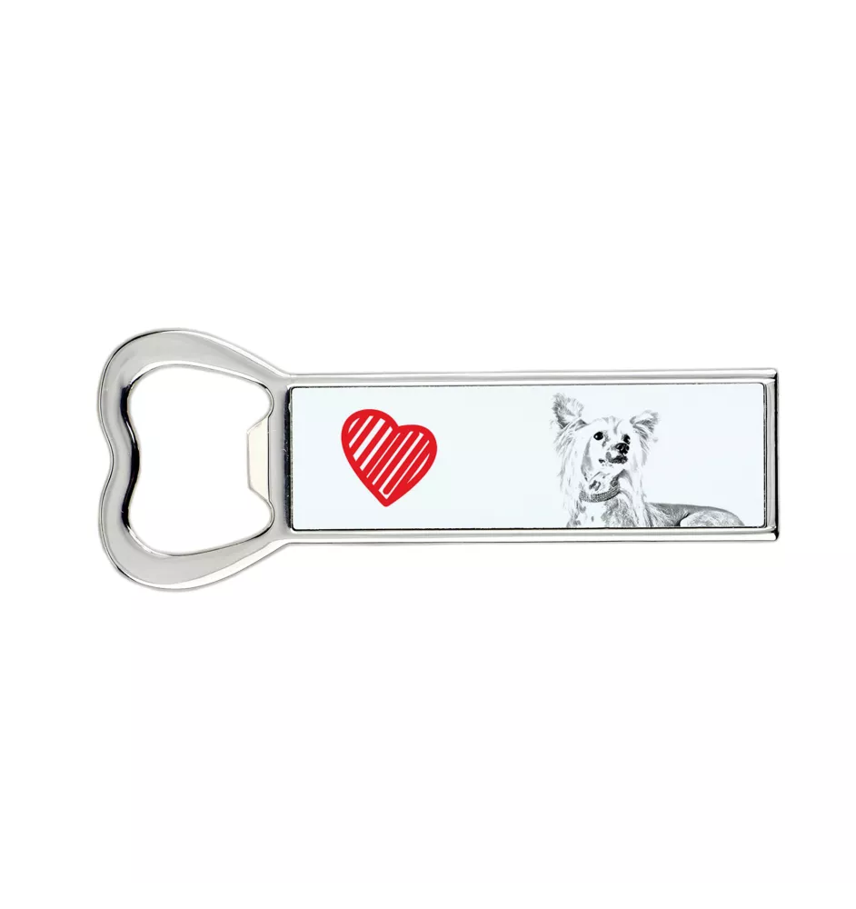 Chinese Crested Dog, Puff - bottle opener with a dog, personalized fridge opener, unique gift for a man by Art-Dog brand