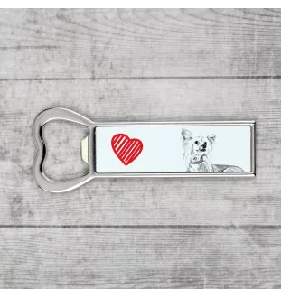Chinese Crested Dog, Puff - bottle opener with a dog, personalized fridge opener, unique gift for a man by Art-Dog brand