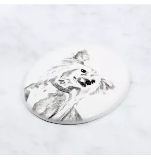 Chinese Crested Dog, Puff - commemorative plaque with a photo of a dog, tombstone with a print, personalized oval plaque from the Art-Dog brand