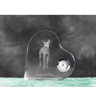 Cirneco de l'Etna, Cirneco dell'Etna - horloge en cristal avec une photo de chien, horloge de table en forme de cœur, horloge debout personnalisée de la marque Art-Dog