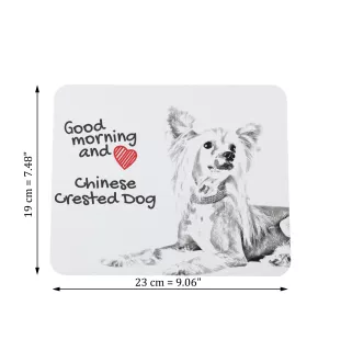 Chinese Crested Dog, Puff - mouse pad with print, personalized dog-themed mouse pad, unique gadget for an office worker by Art-Dog brand
