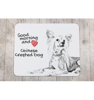 Chinese Crested Dog, Puff - mouse pad with print, personalized dog-themed mouse pad, unique gadget for an office worker by Art-Dog brand