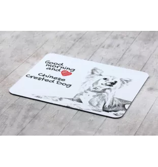 Chinese Crested Dog, Puff - mouse pad with print, personalized dog-themed mouse pad, unique gadget for an office worker by Art-Dog brand