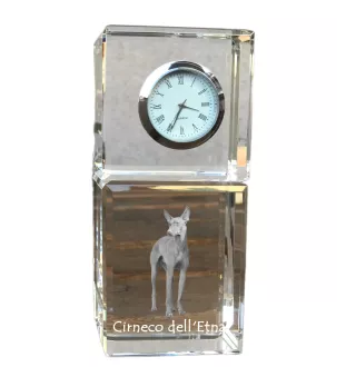 Cirneco de l'Etna, Cirneco dell'Etna - montre en cristal avec photo, photo de chien dans un cristal, horloge de bureau personnalisée de la marque Art-Dog