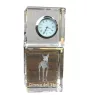 Cirneco dell'Etna - crystal clock with a photo, a photo of a dog in crystal, personalized desk clock by Art-Dog brand