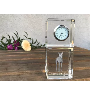 Cirneco de l'Etna, Cirneco dell'Etna - montre en cristal avec photo, photo de chien dans un cristal, horloge de bureau personnalisée de la marque Art-Dog