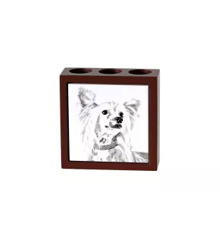 Chinesischer Schopfhund - Stifthalter mit Hund, Schreibtischorganizer mit Aufdruck, personalisierte Schreibtischdekoration der Marke Art-Dog