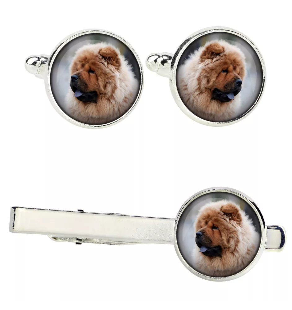 Chow Chow Ärmelknöpfe und Krawatte mit Ihrem Foto, Anzugaccessoire, Herrenschmuck der Marke Art-Dog