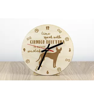 Cirneco dell'Etna - clock with a dog, wooden clock, wall clock for dog lovers, clock for desk and shelf, Art-Dog