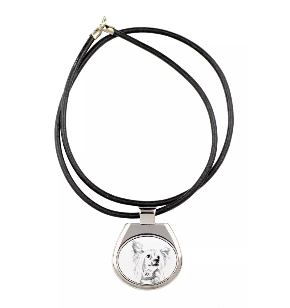 Chien chinois à crête, chien nu chinois - collier avec chien, pendentif personnalisé avec photo, collier unique pour femmes et hommes de la marque Art-Dog