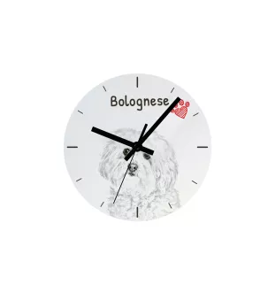 Chinese Crested Dog, Puff - wall clock with a dog, shelf clock with a print, personalized home decoration from the Art-Dog brand